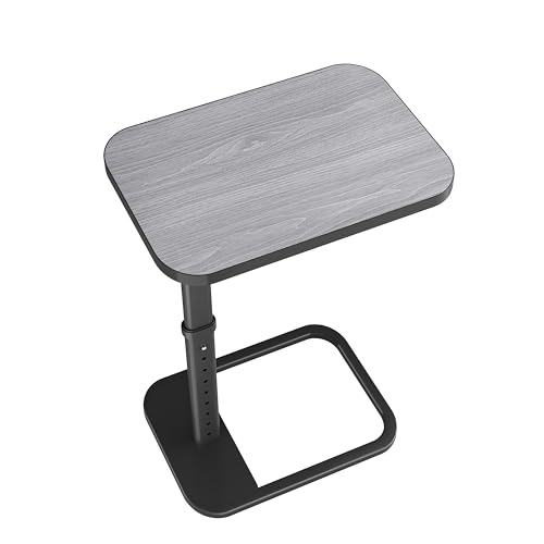 Image of Kitstorack TV Tray Table, Adjustable Height & Rounded Metal Corners, Snack Table for Couch, Sofa, Bed, Chair, Living Room, C Shaped End Side Table for Eating, Dinner or Laptop, Small Spaces, Dark Gray