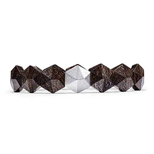 Awnl Men's Hexagonal Bronzite Bracelet With Sterling Silver Charm Natural Gemstone (13 Mm) Bracelet For Men, Birthdays Anniversaries Festivals Gift For Men, 6.7''-7.1'' #TOP10