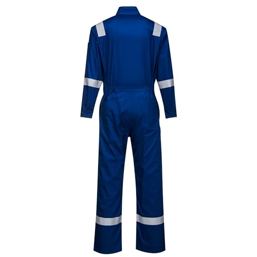 Image of Portwest FR94 Bizflame Fire Resistant Coverall with FR Reflective Tape ASTM NFPA, Royal, Large | Royal Blue, Large, Regular, Dual Hazard, 88 /12 Cotton Nylon, Lightweight, Arc Rated