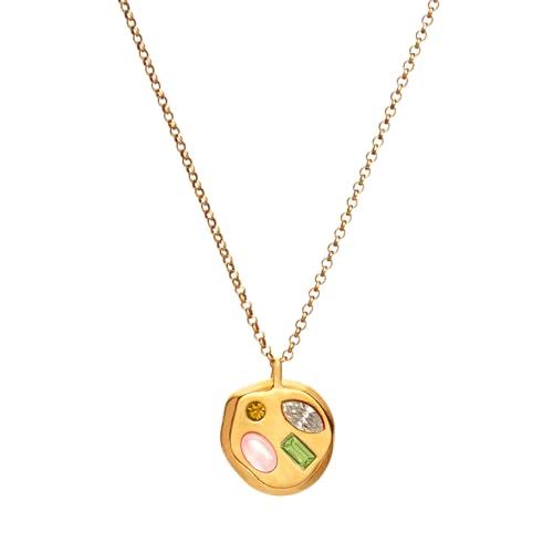 Birthdate 14k Gold Necklace for Women, The April Eighth Pendant - 16-20in Adjustable 14 Karat Gold Chain with Lobster Clasp - Cadenas de Oro 14k Puro Para Mujer, Ladies Jewelry Birthstone