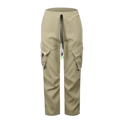 Boys Baggy Cargo Pants Casual Loose Fit Parachute Pant Fashion Harem Joggers Sweatpants with Pockets 8-9 Years 31 Khaki3