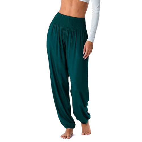 Image of Lotus and Luna Women's Harem Pants Thai Pants for Beach & Lounge High Waisted Flowy Boho Pants Genie Pants Yoga Pants