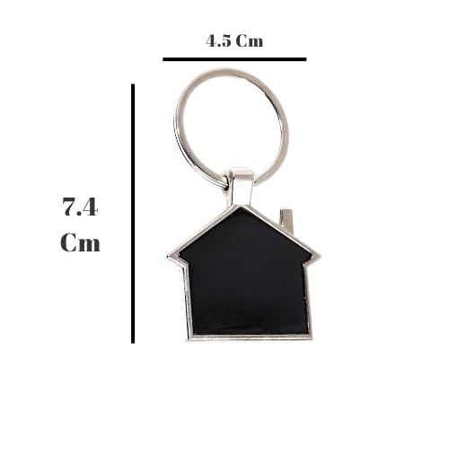 Image of Customised Home Shaped Double Sided Metal Keychain | With Address And Name