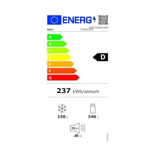 Réfrigérateur Congélateur en Bas BEKO B5RCNE565HXBR – 490 L, Froid Ventilé, No Frost - vue 9