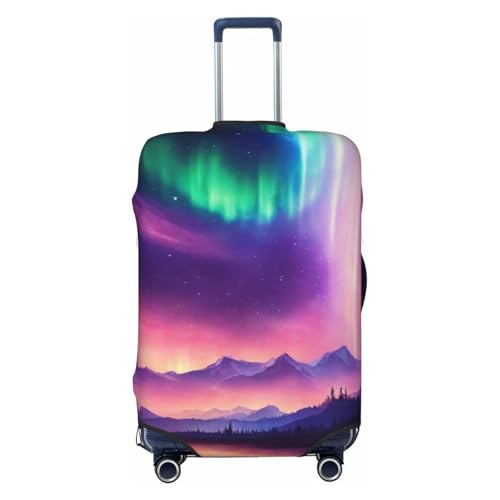 Dark Northern Lights Print Washable Suitcase Cover Personalized Luggage Protector Travel Elastic Anti Scratch