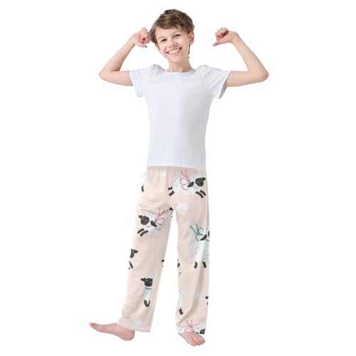 Leaping Lamb Boys Pants Boys Athletic Pants Long Pant for Boywith Pockets Wide-Leg Size 6-14Y3