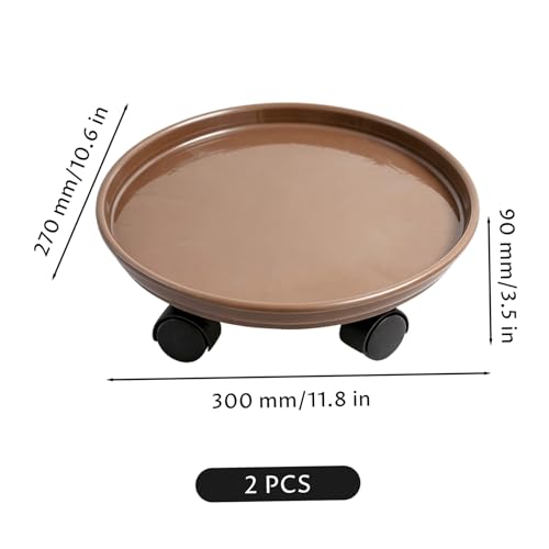 Support à plantes roulettes Ø30cm avec soucoupe d'eau pour pot - 3