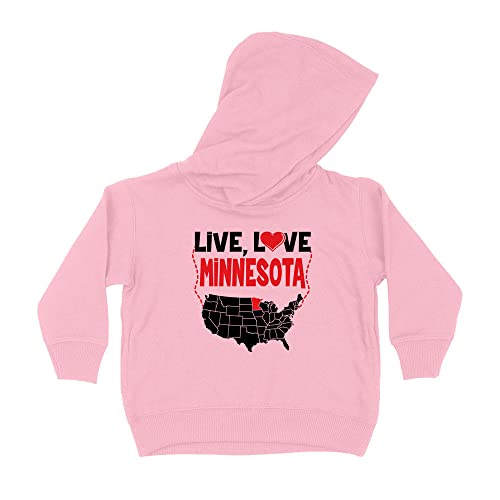 Live Love Minnesota Kids Hoodie Sweatshirt Toddler 2T Light Pink