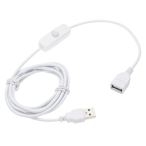 QUARKZMAN Cable USB con interruptor de encendido/apagado, cable USB macho a hembra, cable alargador de 2 m, color blanco, para lámpara de escritorio LED