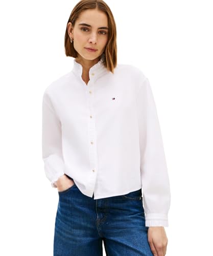 (トミーヒルフィガー) オックスフォードクロップドラッフルロングスリーブシャツ WW48914 36inch ホワイトYCF