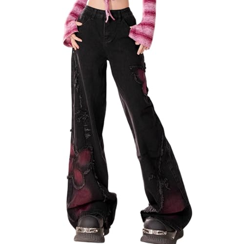 Baggy Jean for Woman 2025 Summer Vintage Y2K Street Fashion Distressed High Waisted Wide Leg Denim Pant Jeans2