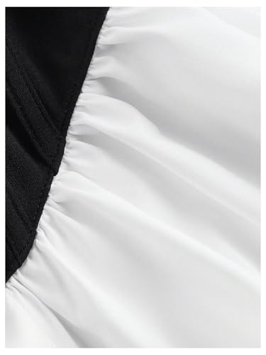 SweatyRocks Women's Off The Cold Shoulder Long Sleeve Fitted Ruffle Blouse Peplum Shirt Color Block Corset Crop Top4