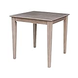 International Concepts Solid Wood Top Table - Dining Height, Washed Gray Taupe