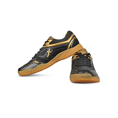 Vector X CS-2100 Court Shoes for Boys & Girls (9, Black-Gold)