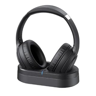 Wireless Headphones for TV Watching, TV Headphones Wireless for Seniors with Versatile Transmitter Charging Dock, Instant Audio Sync, 60-Hour Playtime, Perfect for Parents & Seniors, Black