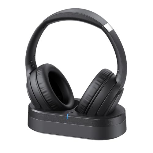 Wireless Headphones for TV Watching, TV Headphones Wireless for Seniors with Versatile Transmitter Charging Dock, Instant Audio Sync, 60-Hour Playtime, Perfect for Parents & Seniors, Black