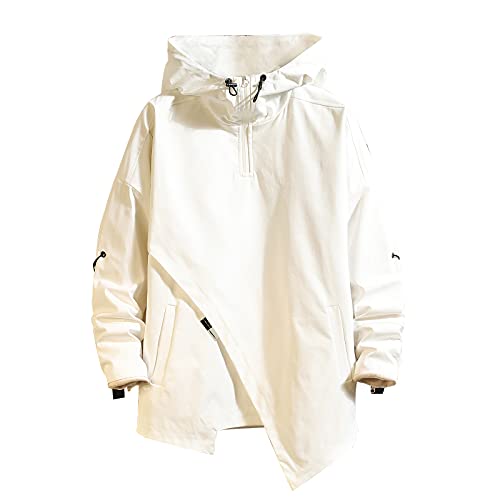 Image of GURUNVANI Men's Hooded Windbreaker Jacket Zip Up Patchwork Hoodie Anorak