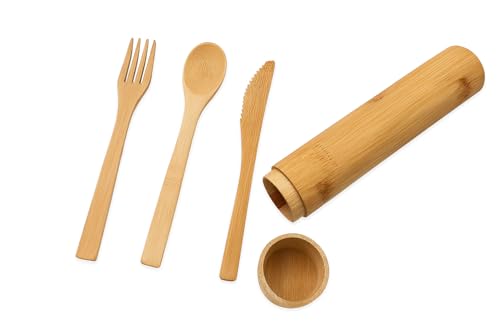 Eco-Friendly Travel Utensils Set: Lightweight Bamboo Forks, Spoons, Knives in