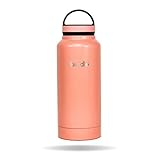 Bindle Bottle 24oz Coral Pink | Stainless Steel Double Walled & Vacuum Insulated Water Bottle with Storage/Stash Compartment | Drinks Stay Cold for 24 Hours, Hot for 12.