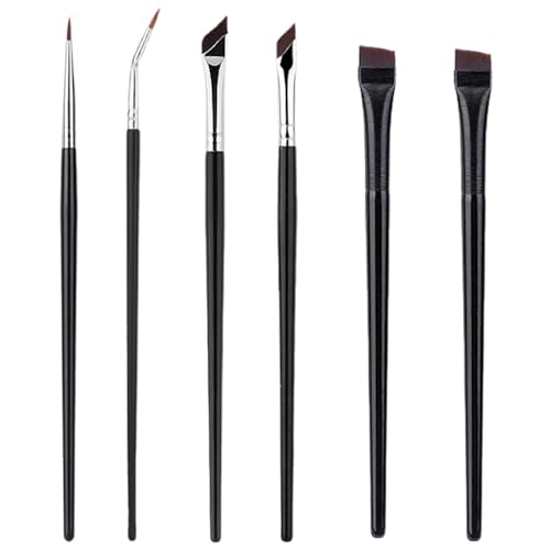 6 PCS Eyeliner Brushes Set,Angled Eyeliner Brush Grooming Eyebrows Eyebrow Brush Precision Gel Eye Liner, Fine Point Eyeliner Brushes for Precise Liner Eyebrows Make Up