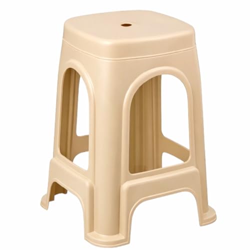 Image of PulGos Pack of 1 Beige Plastic Sitting Stool for Home, Office & Outdoor Use | Compact, Lightweight & Durable Stool for Adults & Kids | Use as Footrest, Side Table, Extra Seating for Living Room