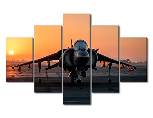 Impression sur toile haut de gamme AV-8B Harrier II grand tableau mural 5 panneaux
