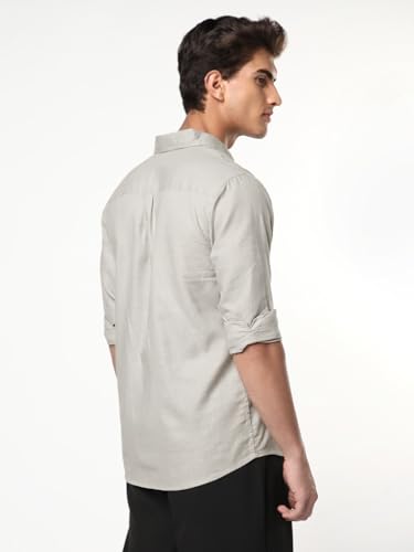 Image of Urbano Fashion Men's Linen Blend Full Sleeve Relaxed Fit Casual Solid Shirt