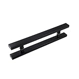 ERoomQ Door Pull Handle Black, Heavy Stainless Steel Door Handle, Industrial Pipe Door Pull Handle H-Shape, for Home/Shop/Garage/Office - Pipe Diameter 38mm(Black 600 * 400mm)