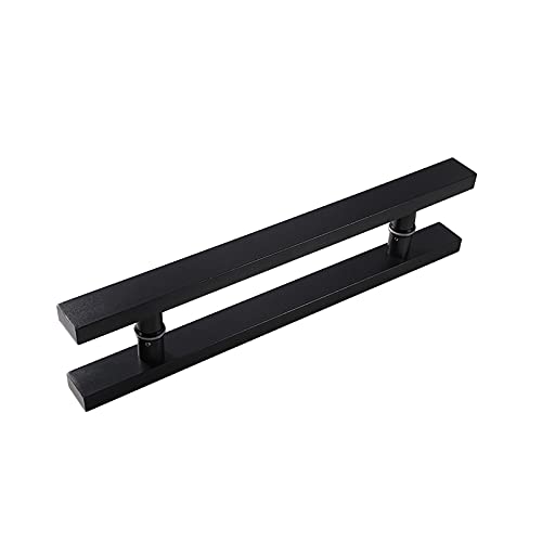 ERoomQ Door Pull Handle Black, Heavy Stainless Steel Door Handle, Industrial Pipe Door Pull Handle H-Shape, for Home/Shop/Garage/Office - Pipe Diameter 38mm(Black 600 * 400mm)