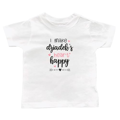 I Make Dziadek's Heart Happy Black or White Infant or Toddler T-Shirt, Grandson or Granddaughter Present, Kid Shirt, Valentine's (Dziadek Heart Happy Shirt)