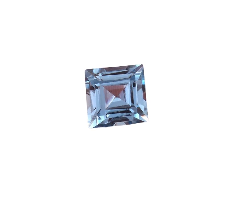 Aigue-marine naturelle 9x9mm Asscher gemme brésilienne facettée pour fabrication bague pendentif