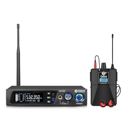D Debra Audio ER-102 UHF Système de Moniteur Intra-auriculaire sans Fil à Canal Unique avec émetteur et récepteur pour scène, Studio d'enregistrement, Musiciens,...