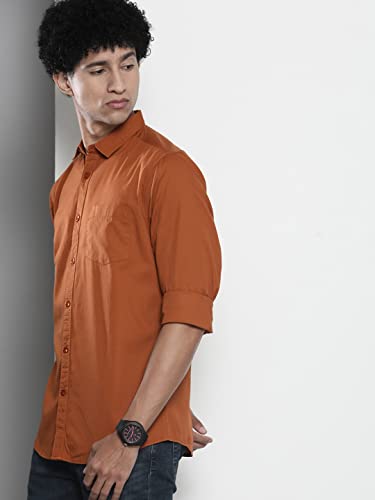 Image of The Indian Garage Co Men Slim Fit Solid Full Sleeves Cutaway Collar Casual Shirt