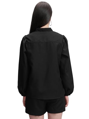 Image of Tokyo Talkies Elegant Bishop Sleeve Shirt & Shorts Co-ord Set | Chic & Effortless | Perfect for Casual & Semi-Formal Looks | Women Co-Ord Set | Co ord set for women