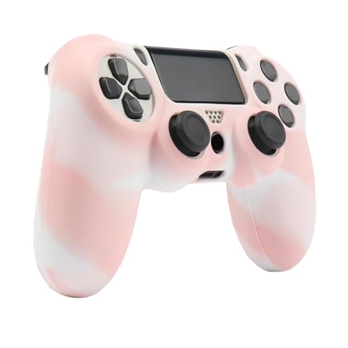 Image of Ralan Pink Controller Skin Protector - Silicone Cover Compatible with PS4 Slim /PS4 Pro Controller (6 Pro Thumb Grips, 2 Skull Cap Grips)(Camouflage Pink + White Pink)