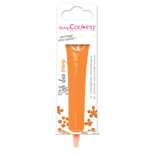 ScrapCooking - Stylo Choco Orange - Crayon Alimentaire Pâtisserie 25 g - Stylo Décoratif Comestible - Écrire & Dessiner sur Desserts, Gâteaux & Biscuits Anniversaire Halloween - 6808