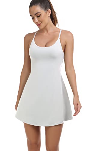 Women's Athletic Tennis Dress with Built-in Shorts,Sleeveless Golf & Workout Dress4