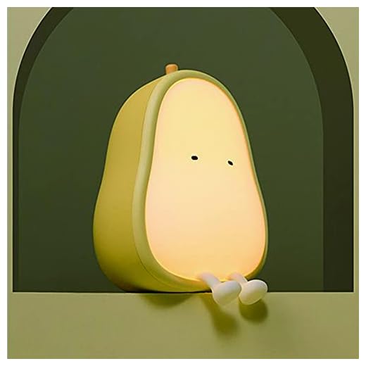 FemKey Luz Nocturna Infantil, LED Lámpara Nocturna de Niños con Función Control Tátil Forma Pera, Luz de Dormir de Cuarto de Bebé, USB Recargable, Amarillo Verde
