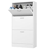 【Ahorro de Espacio】 - 3 cajones con puertas batientes, 6 estantes en total para organizar diferentes zapatos, no solo ahorran espacio, sino que también ordenan los zapatos para diferentes usos.