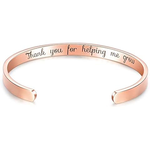 Teachers Appreciation Bracelets Gifts for Women, Thank You Teacher Cuff Bangle End of the Year Gift from Students│Retirement Gifts for Teachers│Inspirational Bracelet Jewelry, no gemstone Cover