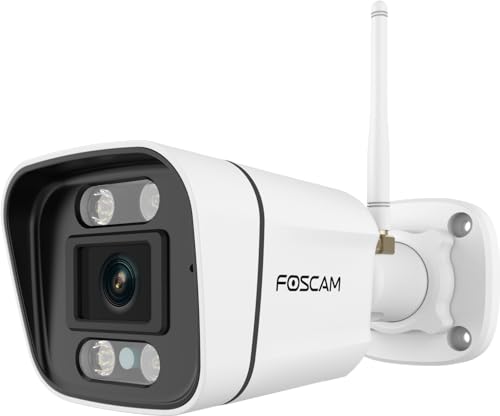Foscam Cámara IP V5P 5Mpx con Audio bidireccional, Luz Nocturna y Sirena incluida. Blanca