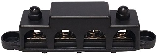 (Black) 5/16" 4 Stud Power Distribution Block -Busbar- With Cover - Made In The Usa #TOP2