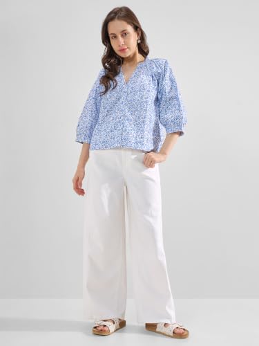 Image of Tokyo Talkies Women Tops for Woman|Women Oversized Fit Crop Top Shirt|Comfortable Premium Korean Button Down | Workwear Top for Office & Casual Outfit
