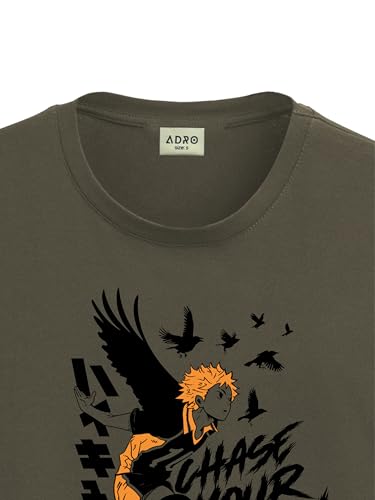 Image of ADRO Men's Cotton Comfort Fit Anime T Shirt - Premium Printed Haikyuu Tshirt - Perfect for Haikyuu Fans Print and Comfortable Fit T-Shirt