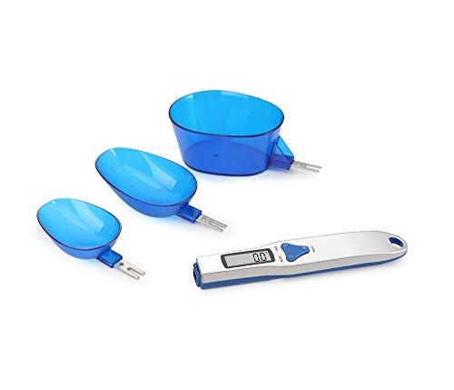 Eidyer Bascula Cocina Alimentos Digital con 3 cucharas medidoras Pesaje y líquido seco Ingrediente Leche Té Harina Medicina Escala de miligramos de Pantalla LCD portátil de 500g/0.1g