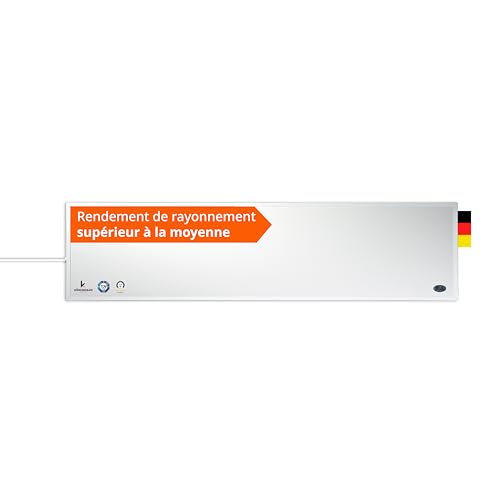 Könighaus Chauffage infrarouge 120x30 cm - 450 watts ✓ Double protection contre la surchauffe ✓ Radiateur ultra-plat pour 6-12 m² ✓ Le chauffage électrique peu encombrant sans CO2 ✓ incl. thermostat