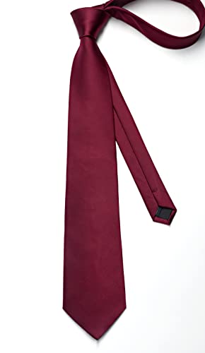 Image of Enlision Mens Ties Solid Color Satin Necktie Ties for men Handkerchief Cufflinks Pocket Squares for Wedding