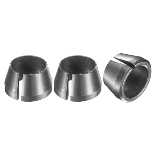 Image of sourcing map 2pcs Collet Adapter 8mm Carbon Steel Trimmer Router Collet Reduction Sleeve Tool Bit Shank Router Conversion Chuck Adapter for Woodworking CNC Engraving, Black