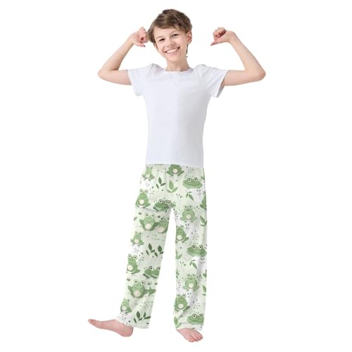 ZZXXB Frogs Grass Boys Long Pants Soft Trousers Elastic Waist Kids Lounge Bottoms with Pockets S-XL2