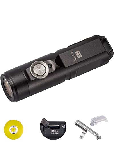 RovyVon Aurora A3 LED Keychain Flashlight, 650 Lumens Super Bright with EDC Pocket-Sized,5 Modes, USB-C Rechargeable, Gift for Camping Emergency Outdoor(GunGrey)